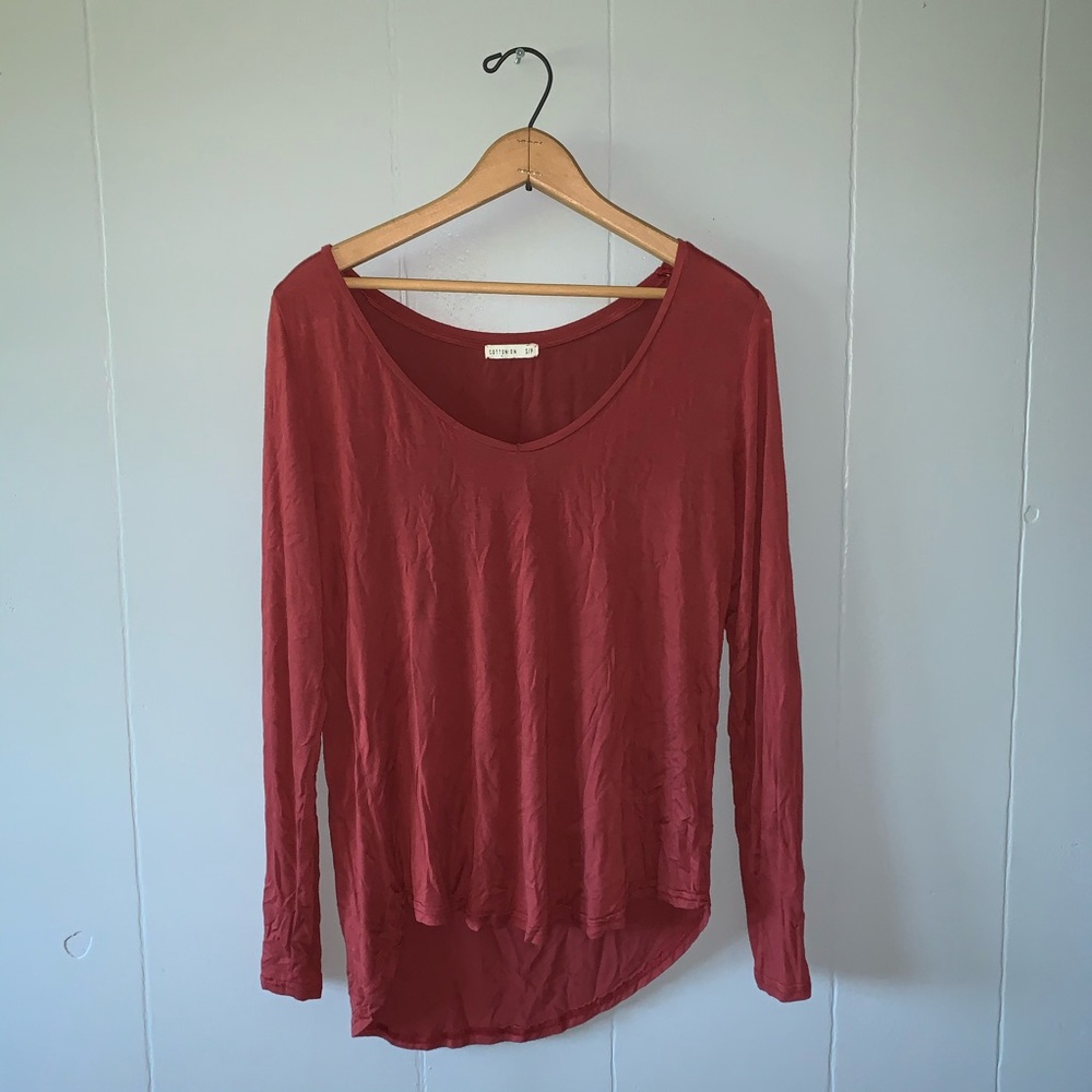 Brick Red Long-Sleeve Top